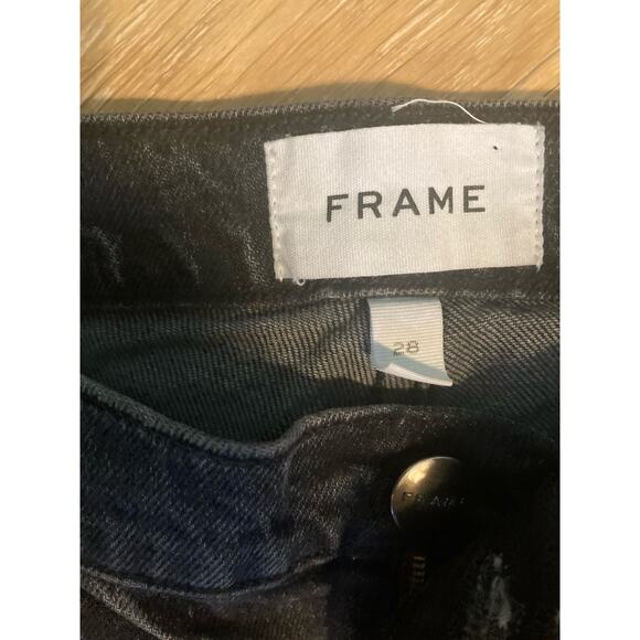 Frame La Garcon Straight Leg Gray Faded Black Ankle Straight Leg Jeans ~ Sz 28 - Picture 7 of 12